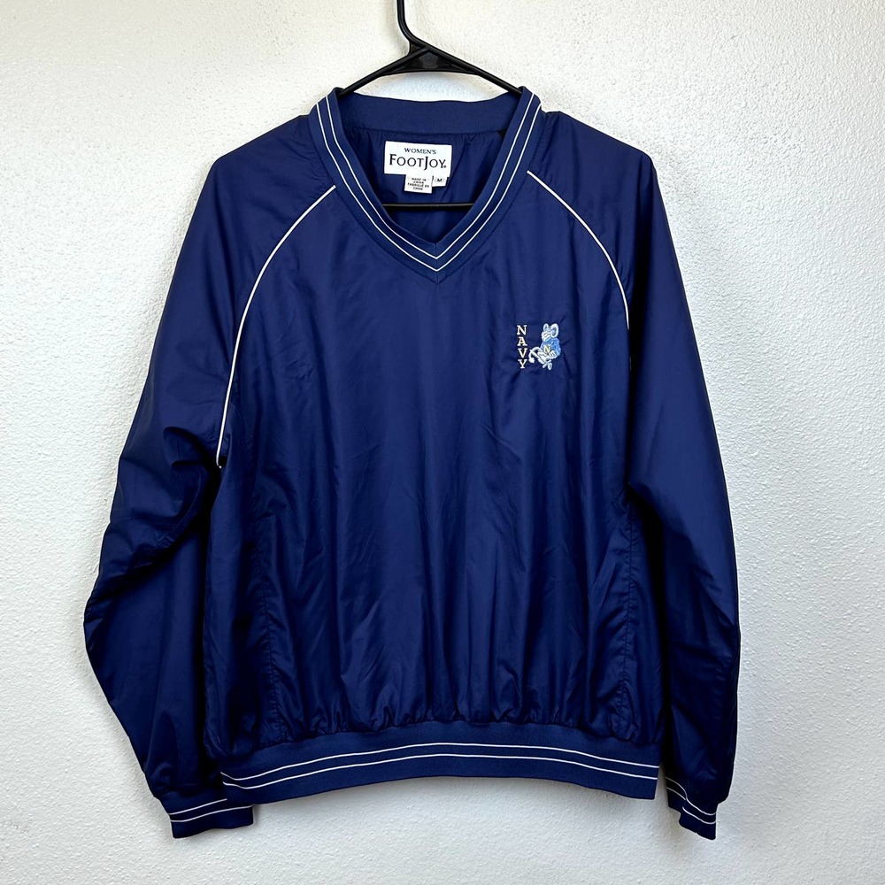 FootJoy FJ Vintage Women's M Windbreaker Sweater Jacket  Navy Logo Blue
